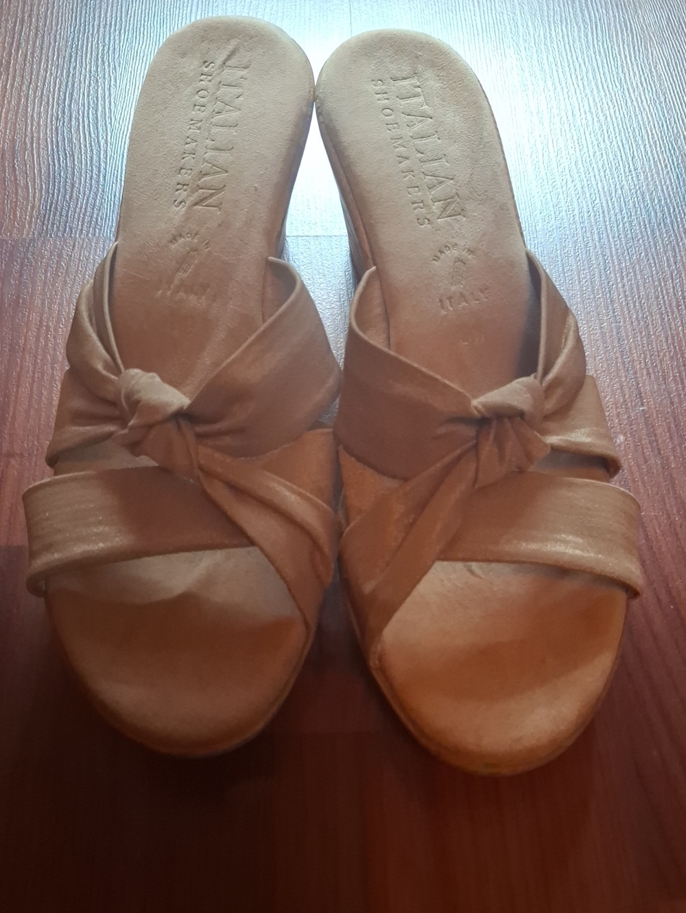 Italian Shoemakers Tan Knotted Wedges